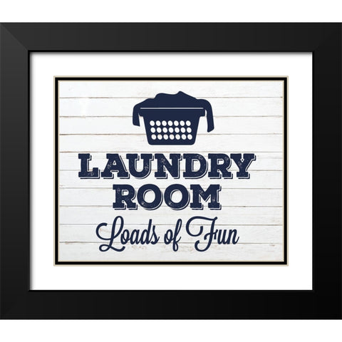 Laundry Pair Navy 1 Black Modern Wood Framed Art Print with Double Matting by Hogan, Melody