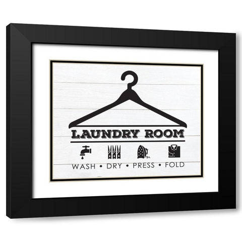 Laundry Shiplap 3 Black Modern Wood Framed Art Print with Double Matting by Hogan, Melody