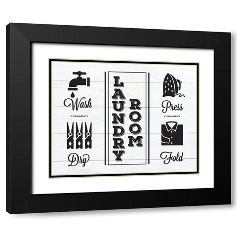 Laundry Shiplap 4 Black Modern Wood Framed Art Print with Double Matting by Hogan, Melody
