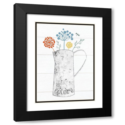 Pitcher Botanicals Primary 4 Black Modern Wood Framed Art Print with Double Matting by Hogan, Melody