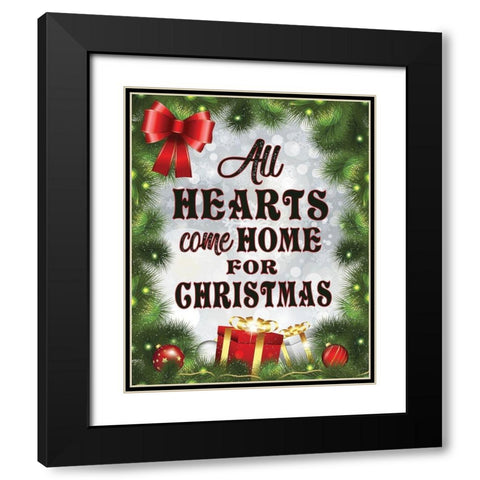 All Hearts Christmas 1 Black Modern Wood Framed Art Print with Double Matting by Hogan, Melody