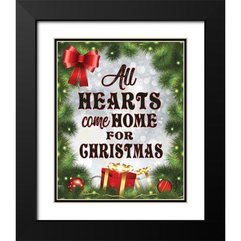All Hearts Christmas 1 Black Modern Wood Framed Art Print with Double Matting by Hogan, Melody