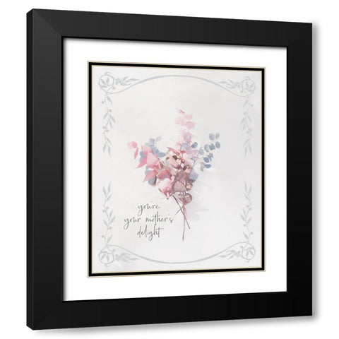 Baby Floral 4 Black Modern Wood Framed Art Print with Double Matting by Hogan, Melody