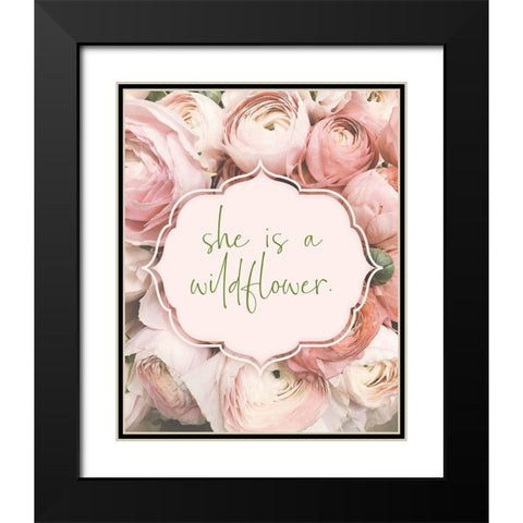 Baby Floral 6 Black Modern Wood Framed Art Print with Double Matting by Hogan, Melody