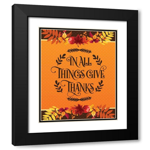 Give Thanks Flag 1 Black Modern Wood Framed Art Print with Double Matting by Hogan, Melody