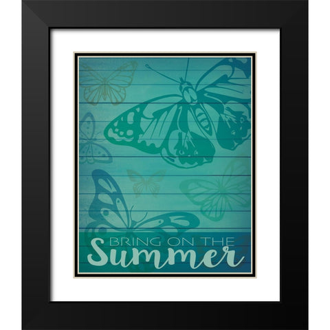 Welcome Summer Flag 2 Black Modern Wood Framed Art Print with Double Matting by Hogan, Melody