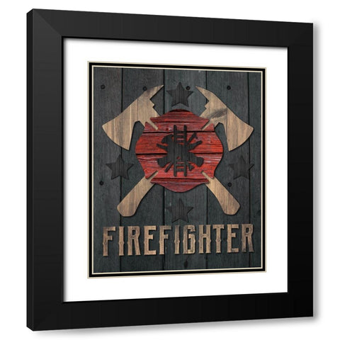 Firefighter 1 Black Modern Wood Framed Art Print with Double Matting by Hogan, Melody