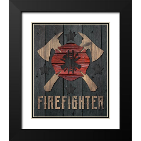 Firefighter 1 Black Modern Wood Framed Art Print with Double Matting by Hogan, Melody