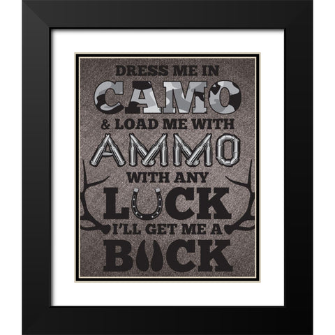 Camo Ammo 01 Black Modern Wood Framed Art Print with Double Matting by Hogan, Melody