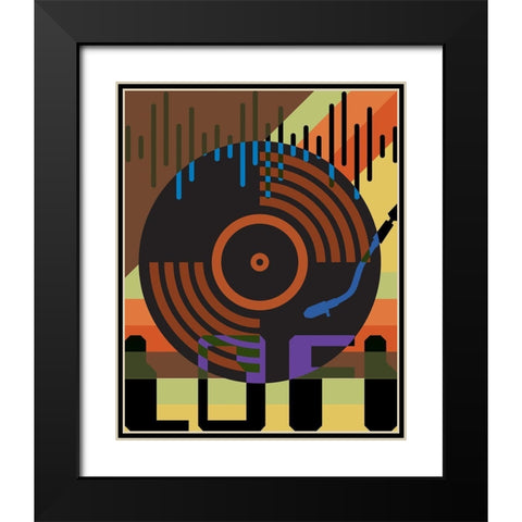 HI FI LO FI 2 Black Modern Wood Framed Art Print with Double Matting by Hogan, Melody