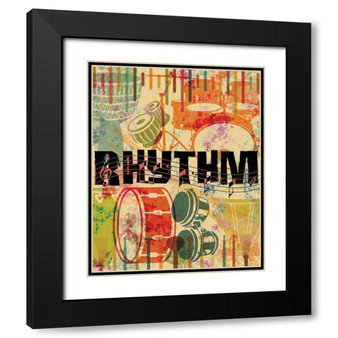 Retro Rhythm Black Modern Wood Framed Art Print with Double Matting by Hogan, Melody