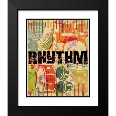 Retro Rhythm Black Modern Wood Framed Art Print with Double Matting by Hogan, Melody