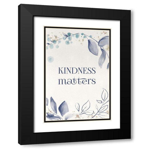 Blue Botanical Blessings 3 Black Modern Wood Framed Art Print with Double Matting by Hogan, Melody