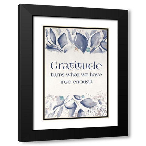 Blue Botanical Blessings 5 Black Modern Wood Framed Art Print with Double Matting by Hogan, Melody