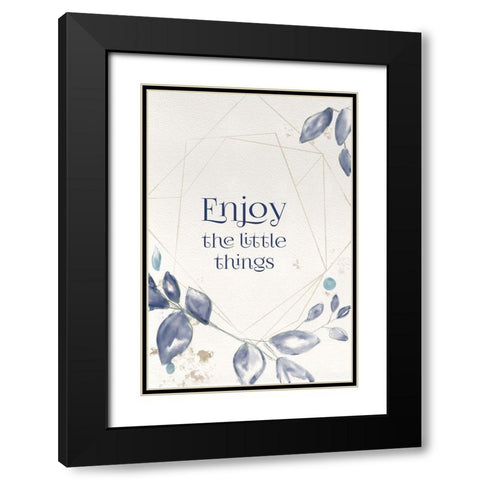 Blue Botanical Blessings 6 Black Modern Wood Framed Art Print with Double Matting by Hogan, Melody