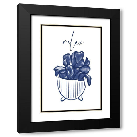 Relax 1 Black Modern Wood Framed Art Print with Double Matting by Hogan, Melody