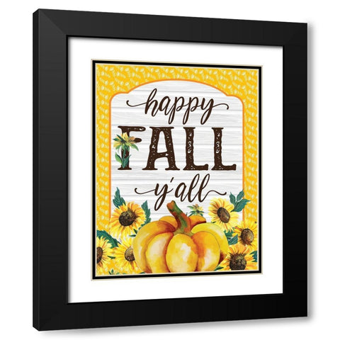 Happy Fall Yall Black Modern Wood Framed Art Print with Double Matting by Hogan, Melody