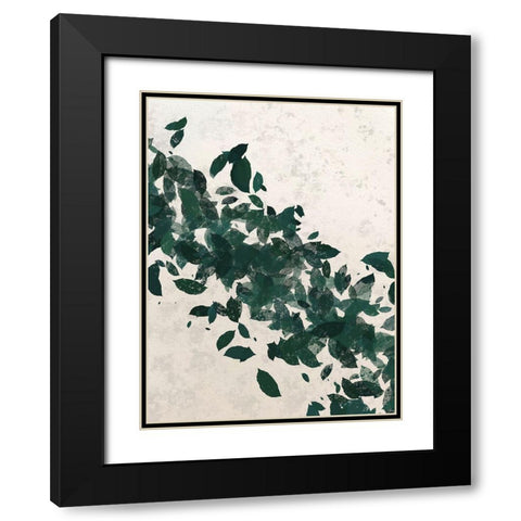 Green Leaf 2 Black Modern Wood Framed Art Print with Double Matting by Hogan, Melody