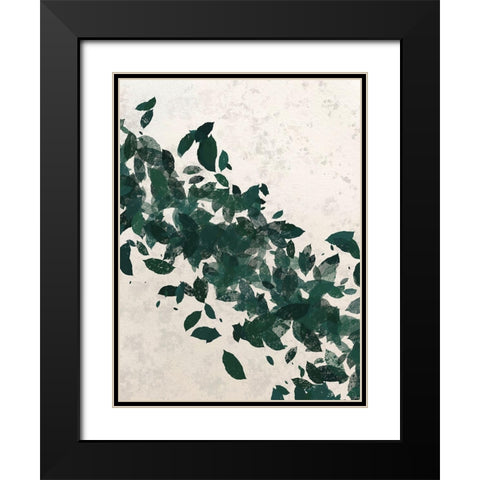 Green Leaf 2 Black Modern Wood Framed Art Print with Double Matting by Hogan, Melody