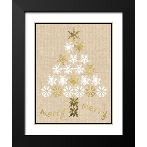 Burlap Lace Gold Xmas 1 Black Modern Wood Framed Art Print with Double Matting by Hogan, Melody