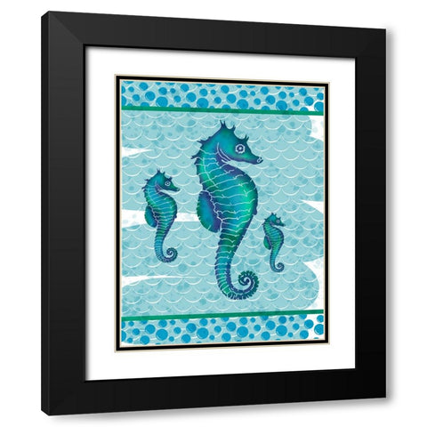 Watercolor Seahorse Black Modern Wood Framed Art Print with Double Matting by Hogan, Melody