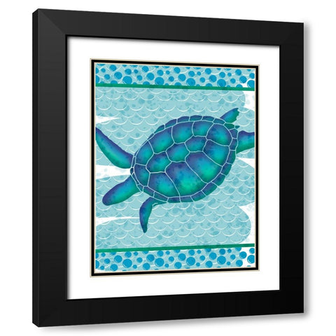 Watercolor Turtle Black Modern Wood Framed Art Print with Double Matting by Hogan, Melody