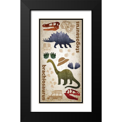 Dino Journy 2 Black Modern Wood Framed Art Print with Double Matting by Hogan, Melody