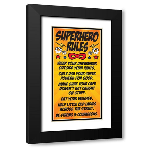 Superhero Rules Black Modern Wood Framed Art Print with Double Matting by Hogan, Melody