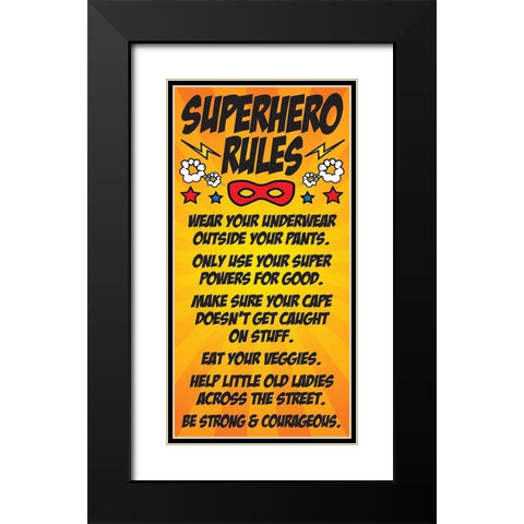 Superhero Rules Black Modern Wood Framed Art Print with Double Matting by Hogan, Melody