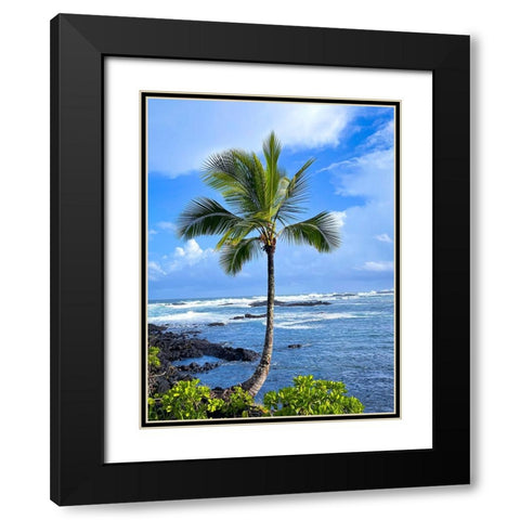 Palm Calm Black Modern Wood Framed Art Print with Double Matting by Nebula, Melissa