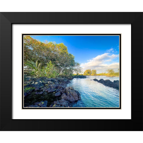 Tidal Coze Black Modern Wood Framed Art Print with Double Matting by Nebula, Melissa