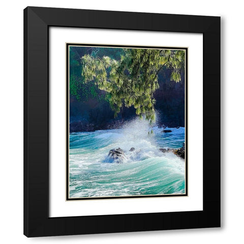 Seaside Surge Black Modern Wood Framed Art Print with Double Matting by Nebula, Melissa