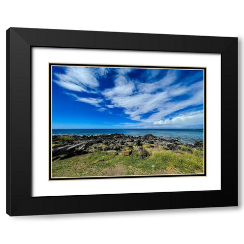 Seaside Serenity Black Modern Wood Framed Art Print with Double Matting by Nebula, Melissa