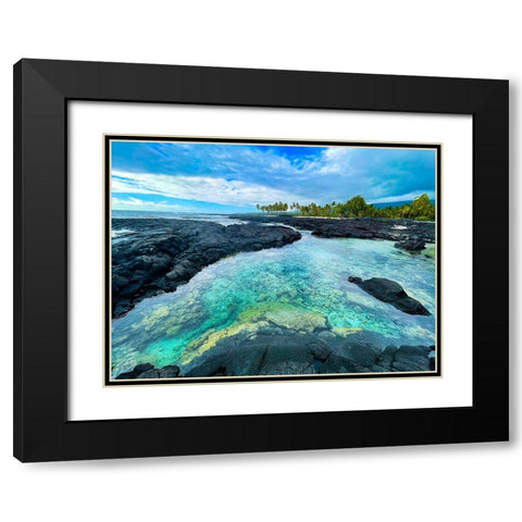 Honaunau Forgiving Pool Black Modern Wood Framed Art Print with Double Matting by Nebula, Melissa