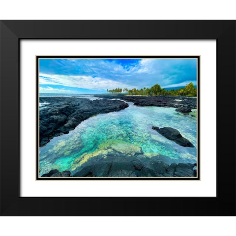 Honaunau Forgiving Pool Black Modern Wood Framed Art Print with Double Matting by Nebula, Melissa