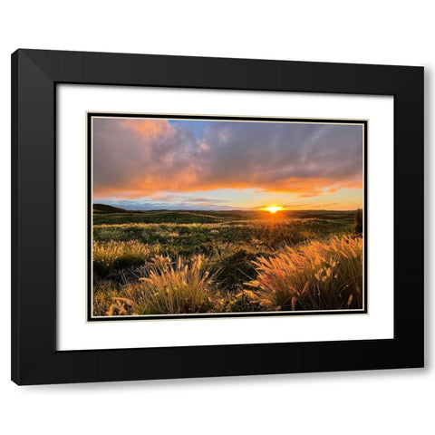 Sunset On Saddle Road Black Modern Wood Framed Art Print with Double Matting by Nebula, Melissa