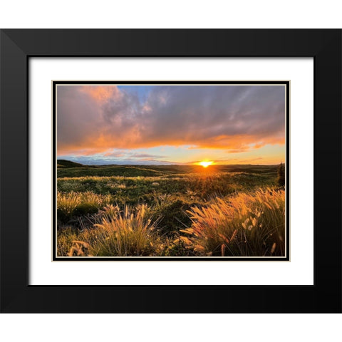 Sunset On Saddle Road Black Modern Wood Framed Art Print with Double Matting by Nebula, Melissa