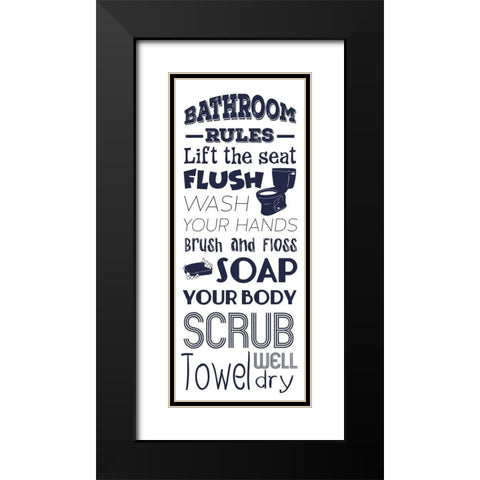 Bath Rules 533 Black Modern Wood Framed Art Print with Double Matting by Prime, Marcus