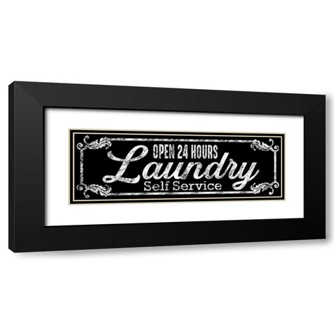 Laundry Self Service Black Modern Wood Framed Art Print with Double Matting by Prime, Marcus