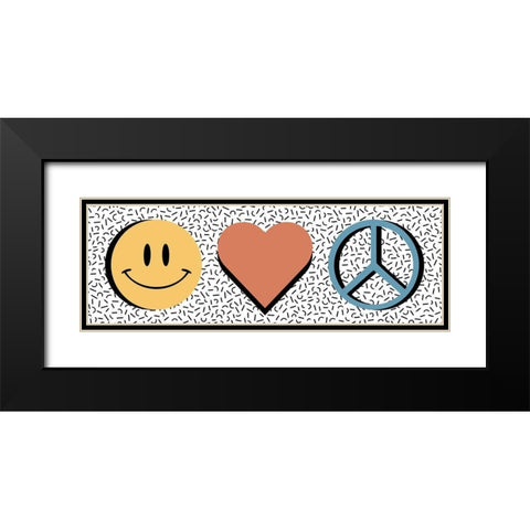 Happy Love Peace Black Modern Wood Framed Art Print with Double Matting by Prime, Marcus