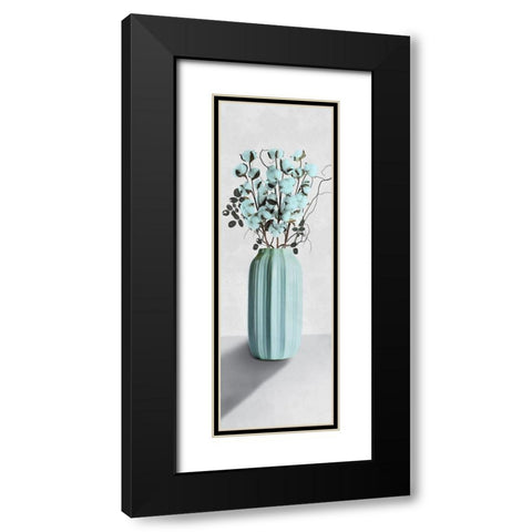 Teal Cotton Bouquet 1 Black Modern Wood Framed Art Print with Double Matting by Prime, Marcus