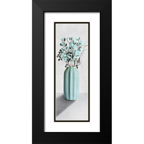Teal Cotton Bouquet 1 Black Modern Wood Framed Art Print with Double Matting by Prime, Marcus