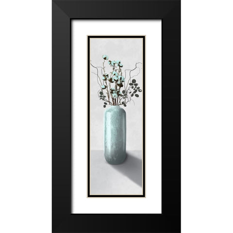 Teal Cotton Bouquet 2 Black Modern Wood Framed Art Print with Double Matting by Prime, Marcus