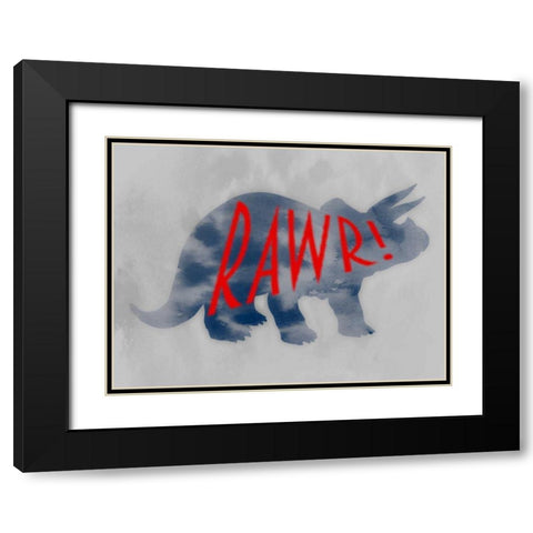 Dino Rawr Black Modern Wood Framed Art Print with Double Matting by Prime, Marcus