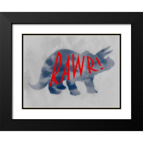 Dino Rawr Black Modern Wood Framed Art Print with Double Matting by Prime, Marcus