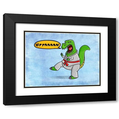 Karate Dino Black Modern Wood Framed Art Print with Double Matting by Prime, Marcus
