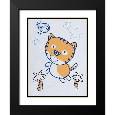 Playful Tiger Black Modern Wood Framed Art Print with Double Matting by Prime, Marcus