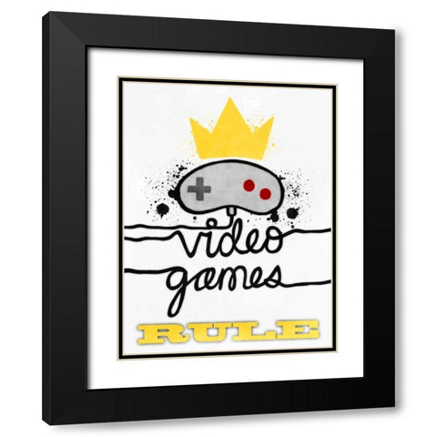 Video Games Rule Black Modern Wood Framed Art Print with Double Matting by Prime, Marcus