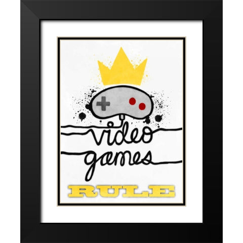 Video Games Rule Black Modern Wood Framed Art Print with Double Matting by Prime, Marcus