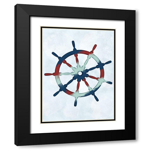 Stripped Ship Wheel Black Modern Wood Framed Art Print with Double Matting by Prime, Marcus